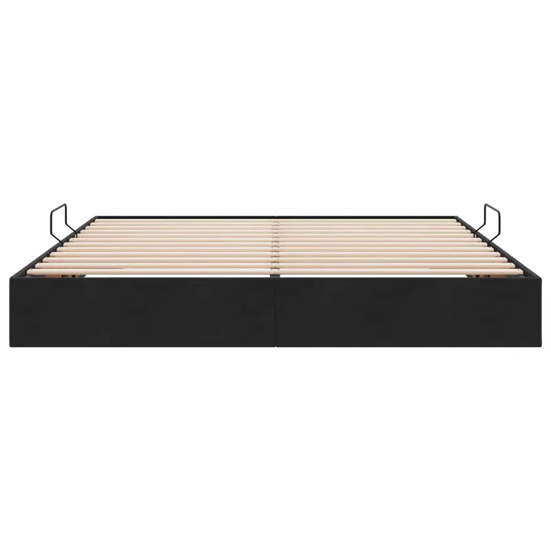 Otomano lovos rėmas su saugykla Juoda 160 x 200 cm Aksomas