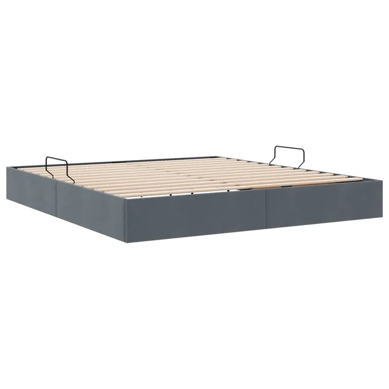 Otomano lovos rėmas Tamsiai pilka 180 x 200 cm Aksomas
