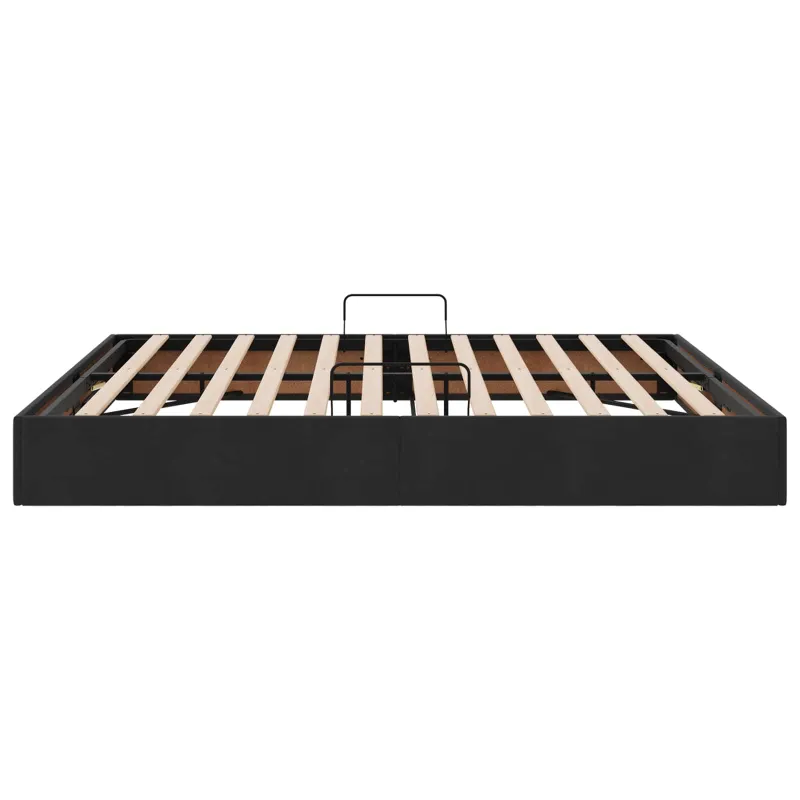Otomano lovos rėmas su saugykla Juoda 180 x 200 cm Aksomas