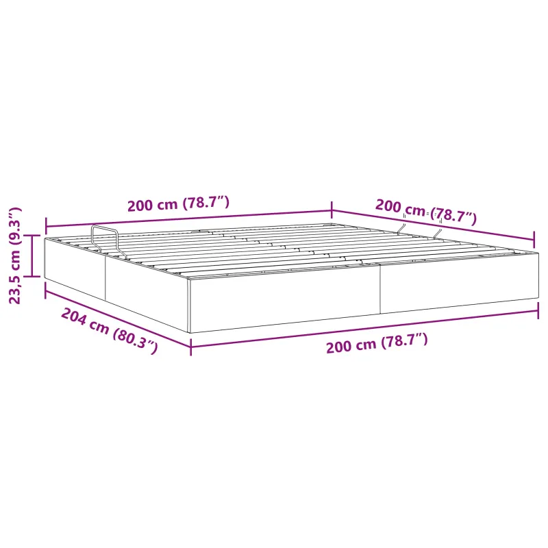 Otomano lovos rėmas Tamsiai pilka 200 x 200 cm Aksomas