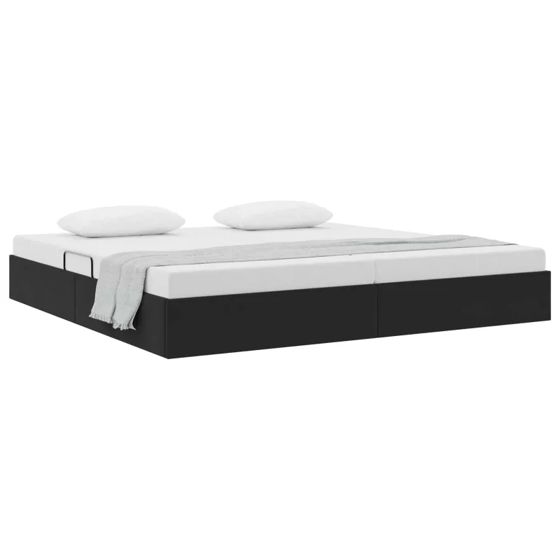 Otomano lovos rėmas su saugykla Juoda 200 x 200 cm Aksomas