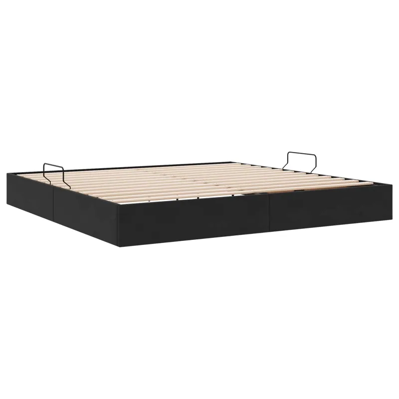 Otomano lovos rėmas su saugykla Juoda 200 x 200 cm Aksomas