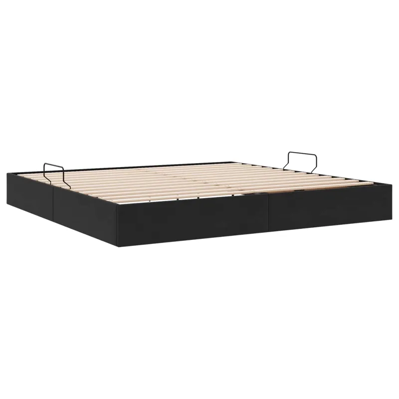 Otomano lovos rėmas su saugykla Juoda 200 x 200 cm Aksomas