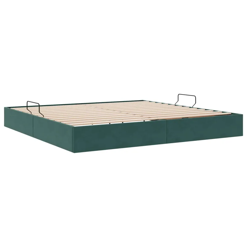 Otomano lovos rėmas Tamsiai žalia 200 x 200 cm Aksomas