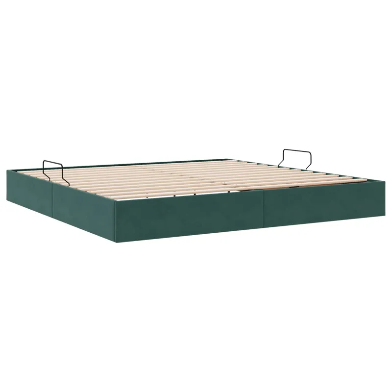 Otomano lovos rėmas Tamsiai žalia 200 x 200 cm Aksomas