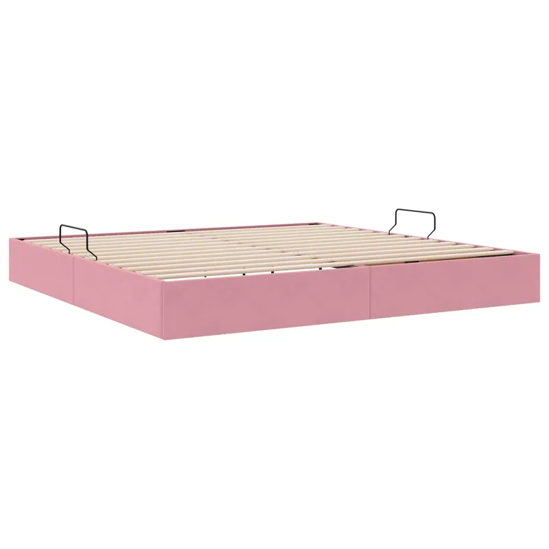 Otomano lovos rėmas su saugykla Rožinė 200 x 200 cm Aksomas