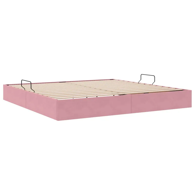 Otomano lovos rėmas su saugykla Rožinė 200 x 200 cm Aksomas