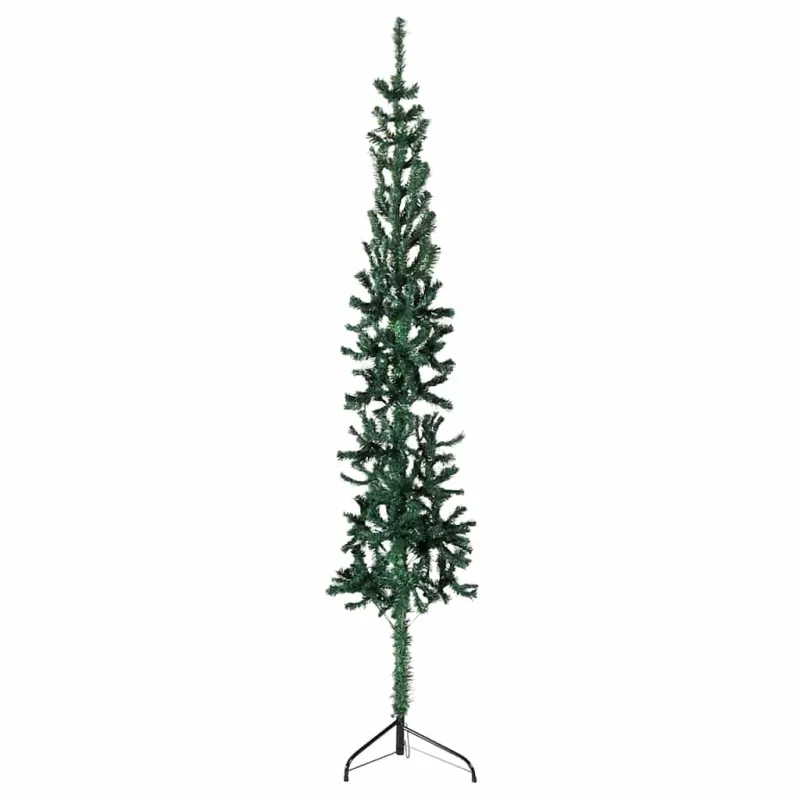 Siaura dirbtinė pusinė Kalėdų eglutė su stovu, žalia, 120cm