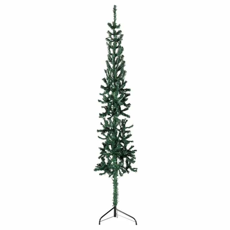 Siaura dirbtinė pusinė Kalėdų eglutė su stovu, žalia, 150cm