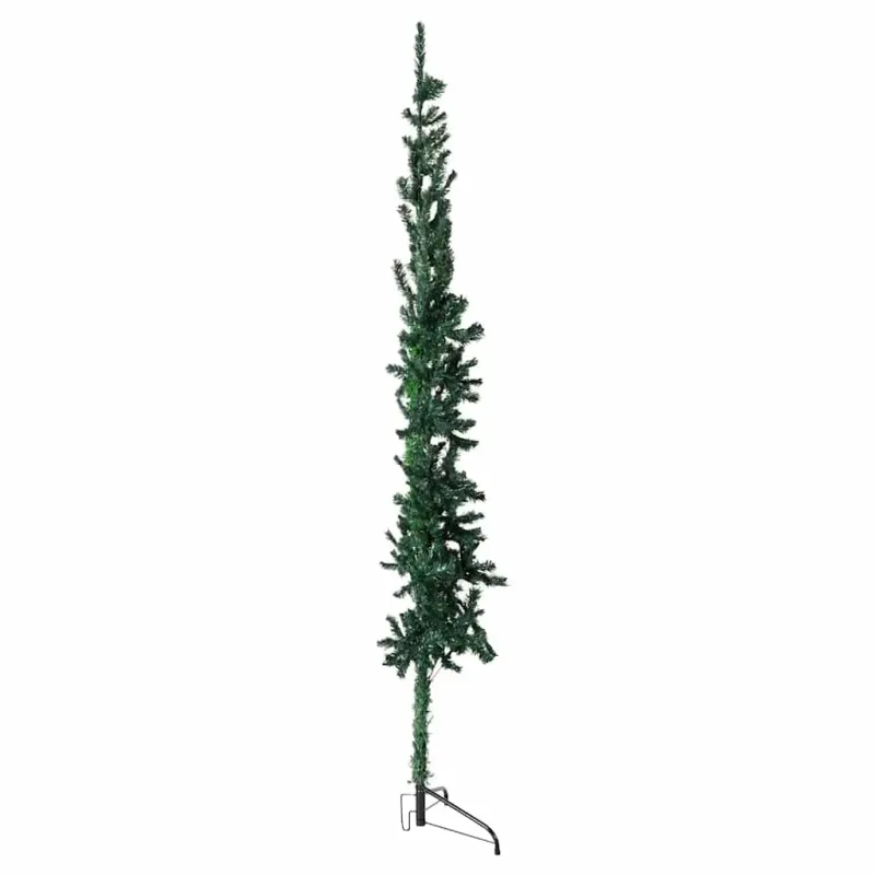 Siaura dirbtinė pusinė Kalėdų eglutė su stovu, žalia, 150cm