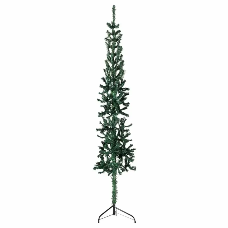 Siaura dirbtinė pusinė Kalėdų eglutė su stovu, žalia, 240cm