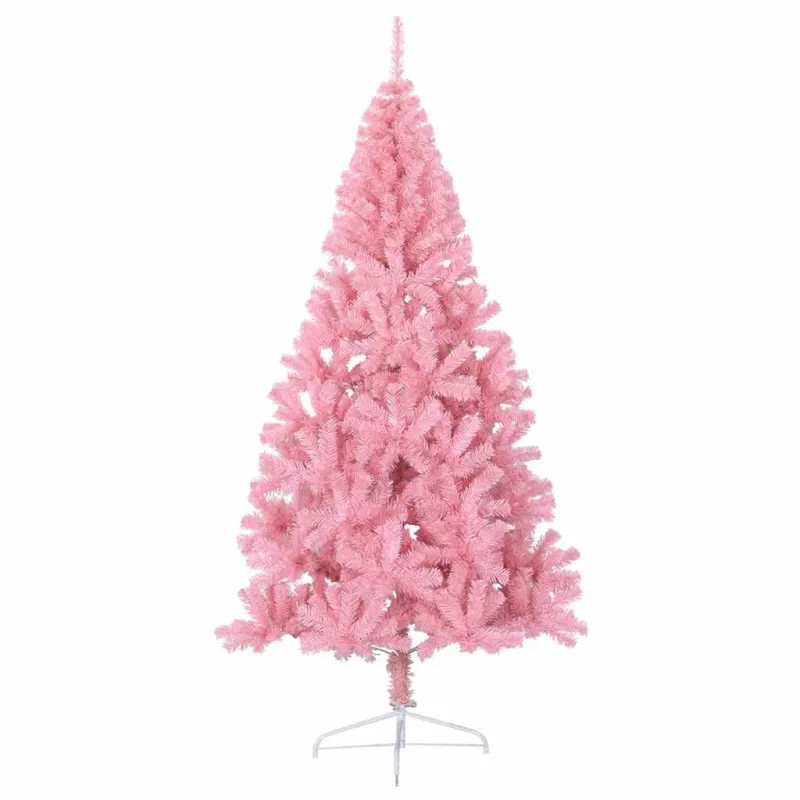 Dirbtinė pusinė Kalėdų eglutė su stovu, rožinė, 240cm, PVC