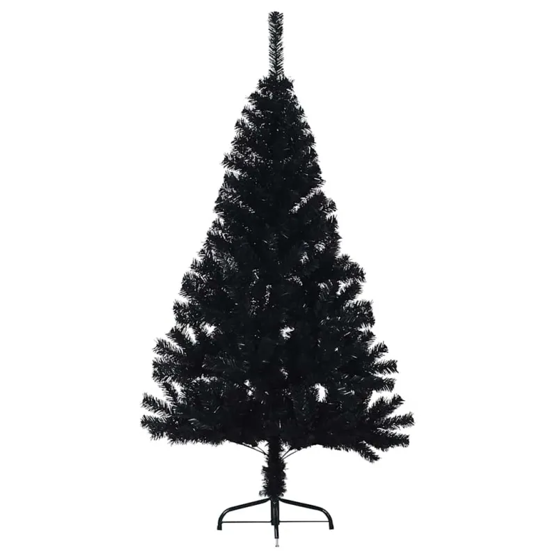 Dirbtinė pusinė Kalėdų eglutė su stovu, juoda, 120cm, PVC