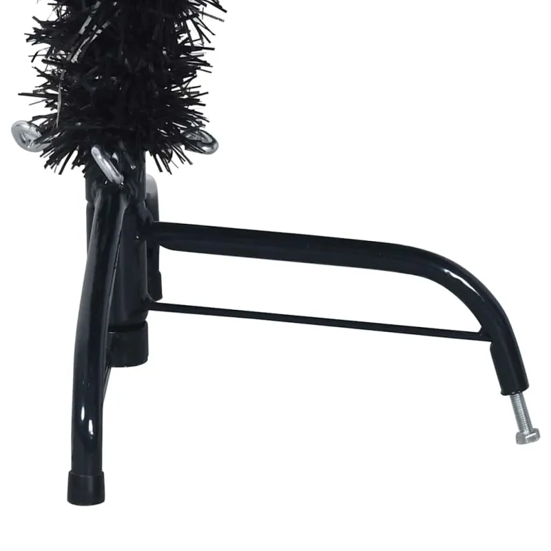 Dirbtinė pusinė Kalėdų eglutė su stovu, juoda, 120cm, PVC
