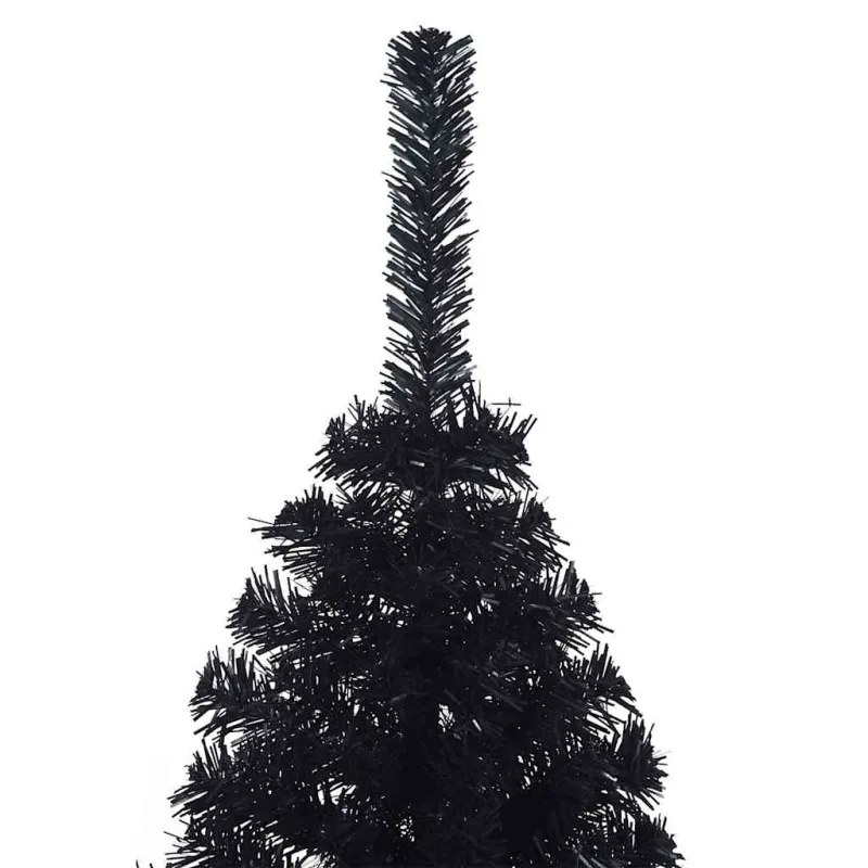 Dirbtinė pusinė Kalėdų eglutė su stovu, juoda, 150cm, PVC