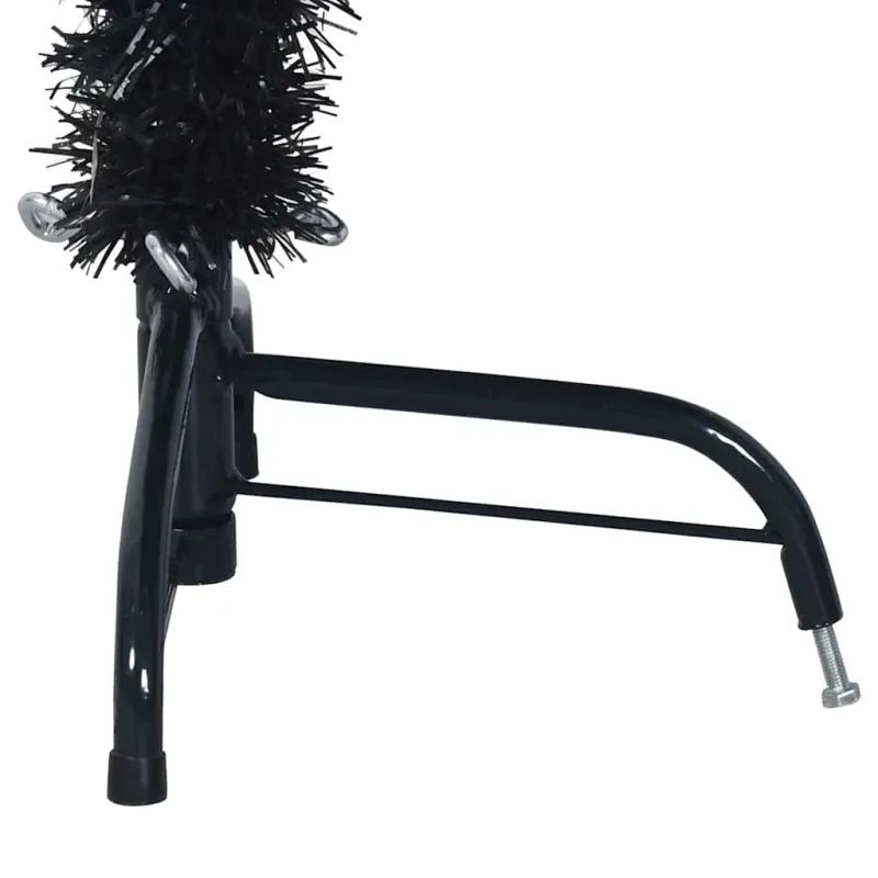 Dirbtinė pusinė Kalėdų eglutė su stovu, juoda, 150cm, PVC