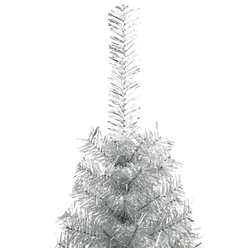 Dirbtinė pusinė Kalėdų eglutė su stovu, sidabrinė, 240cm, PET