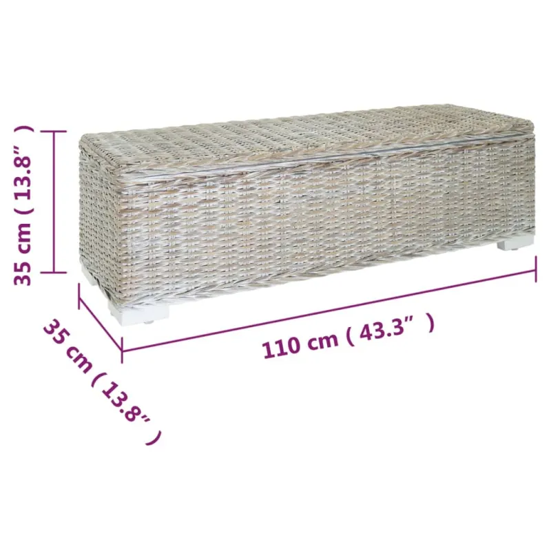 Daiktadėžė, balta, 110cm, Kubu ratanas ir raudonmedžio masyvas