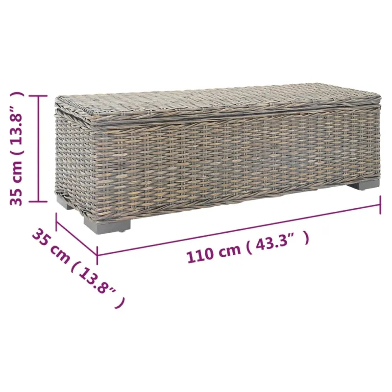 Daiktadėžė, pilka, 110cm, Kubu ratanas ir raudonmedžio masyvas
