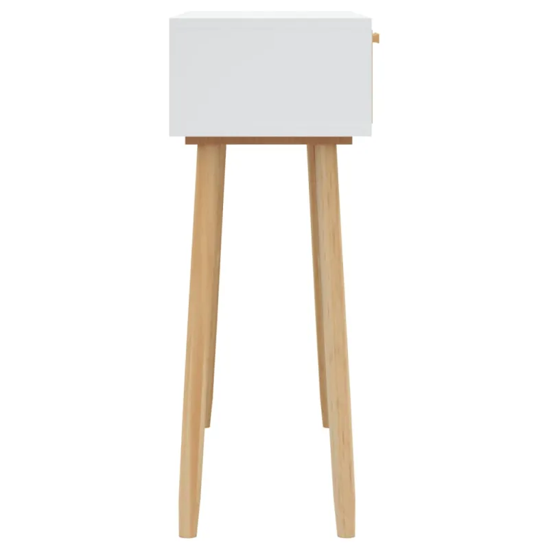 Konsolinis staliukas, baltas, 80x30x75cm, pušis ir ratanas