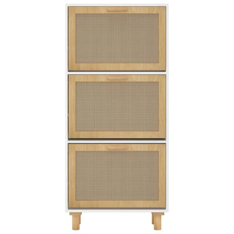 Spintelė batams, baltos spalvos, 52x25x115cm, mediena/ratanas