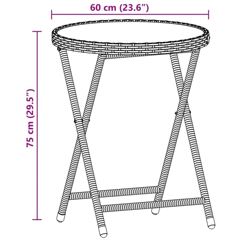 Bistro-Setti, 3-os osia, musta, polyratasta ja lasia