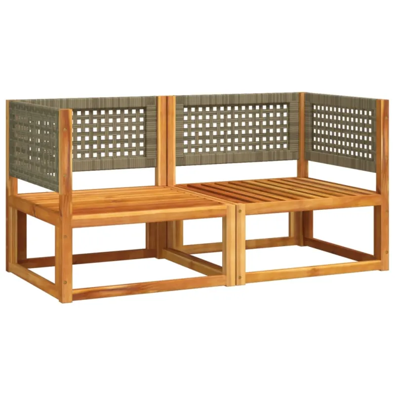 Sodo kampasohva setti, 2 kappaletta, akatsiak wood ja rotangk, pehmusteilla