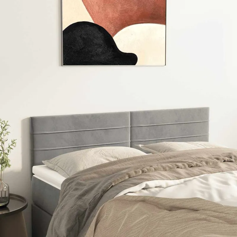 Galvūgaliai, šviesiai pilki, 144x5x78/88 cm, aksominiai
