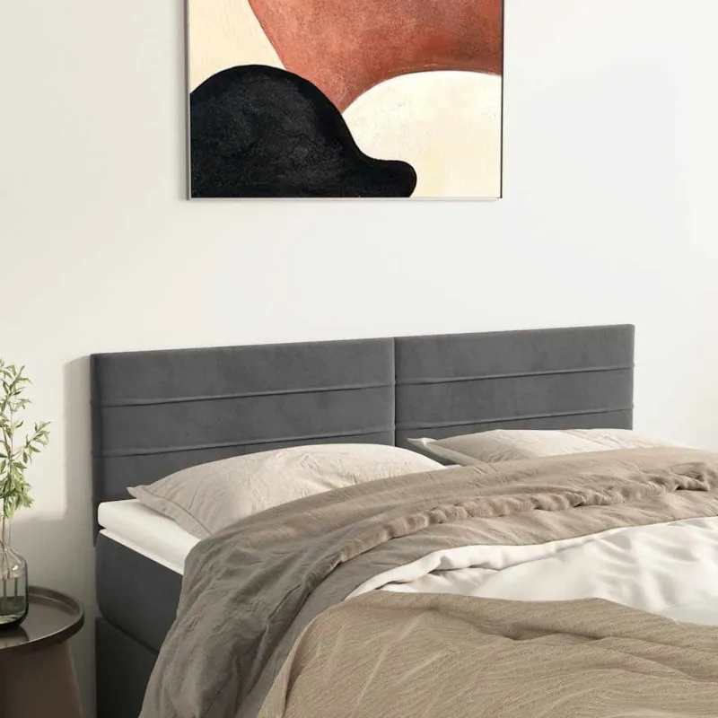 Galvūgaliai, tamsiai pilki, 144x5x78/88 cm, aksominiai