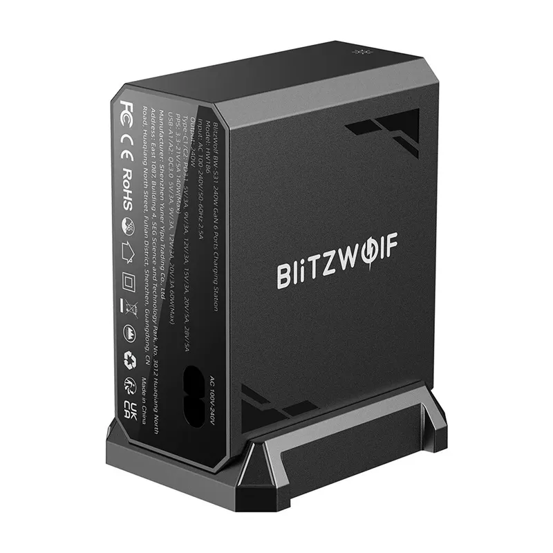 Blitzwolf BW-S31 2xUSB-A, 4xUSB-C, PD, 240W network charger. universal