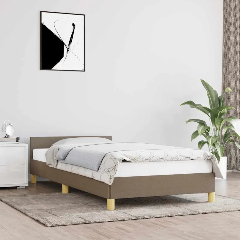 Lovos rėmas su galvūgaliu be čiužinio, taupe, 80x200cm, audinys