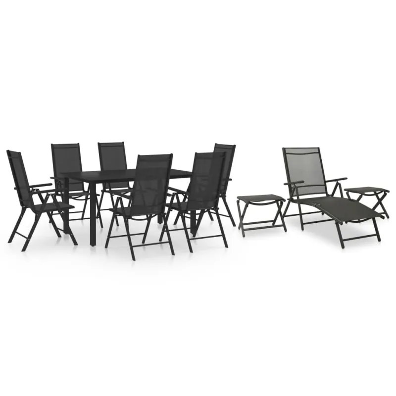 Sodo ruokailuryhmä, 10 osaa, musta ja antrasiitti