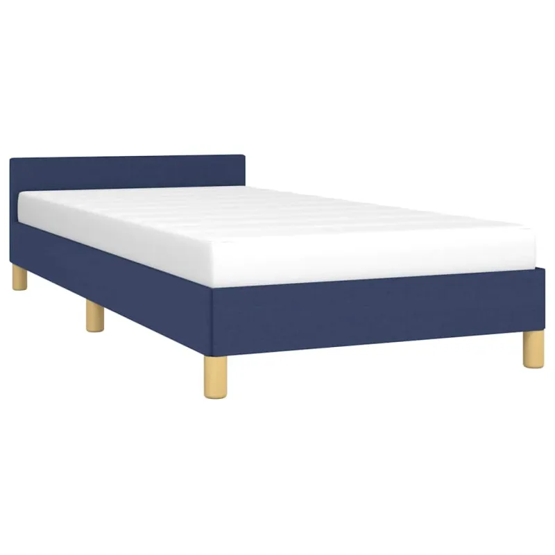 Lovos rėmas su galvūgaliu be čiužinio, mėlynas 90x190cm audinys