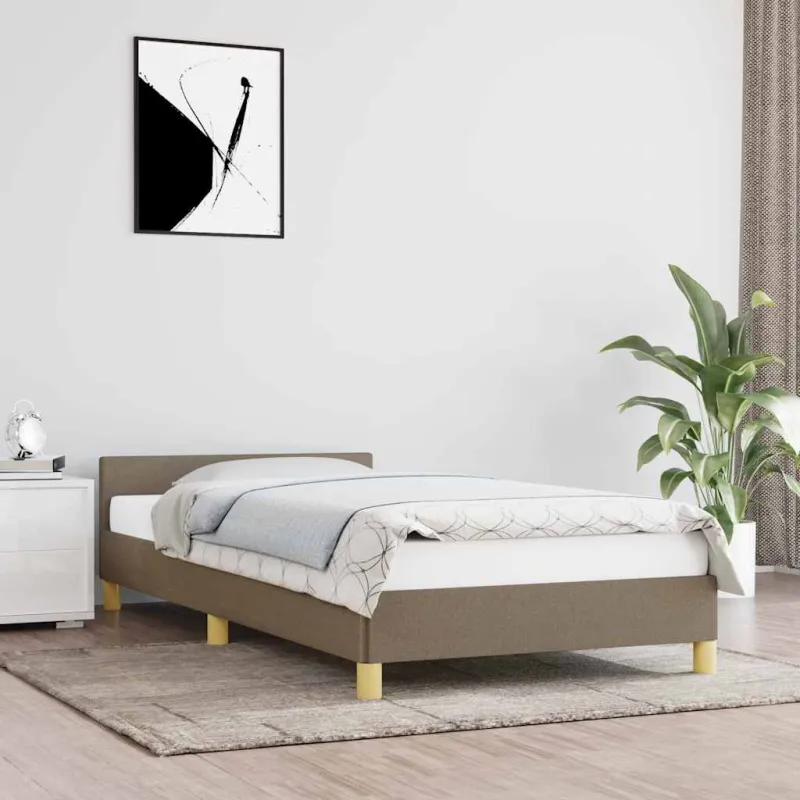 Lovos rėmas su galvūgaliu be čiužinio, taupe, 90x200cm audinys