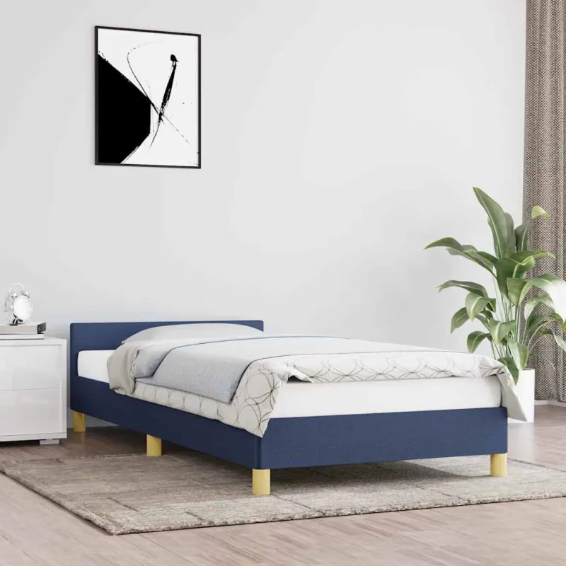 Lovos rėmas su galvūgaliu be čiužinio, mėlynas 90x200cm audinys