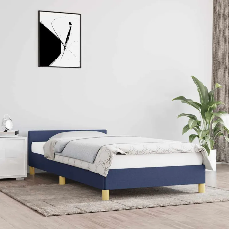 Lovos rėmas su galvūgaliu be čiužinio mėlynas 100x200cm audinys