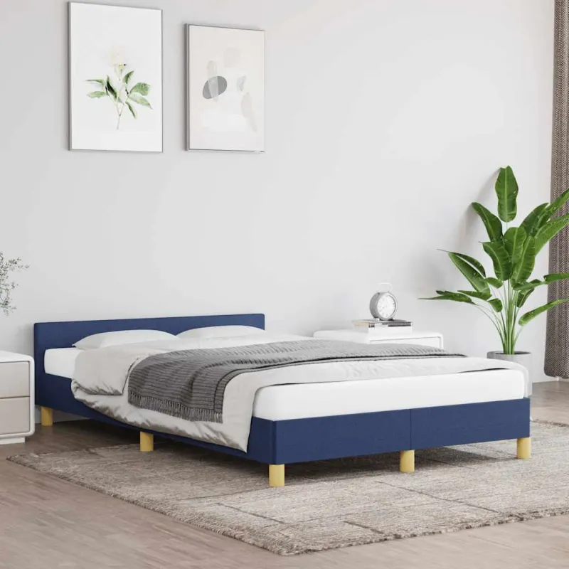 Lovos rėmas su galvūgaliu be čiužinio mėlynas 120x200cm audinys