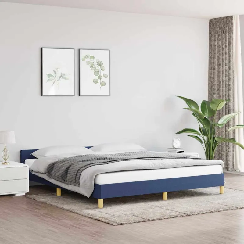 Lovos rėmas su galvūgaliu be čiužinio mėlynas 160x200cm audinys