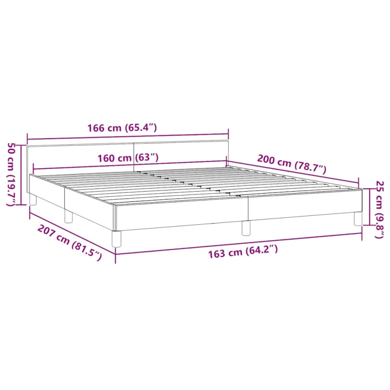 Lovos rėmas su galvūgaliu be čiužinio mėlynas 160x200cm audinys