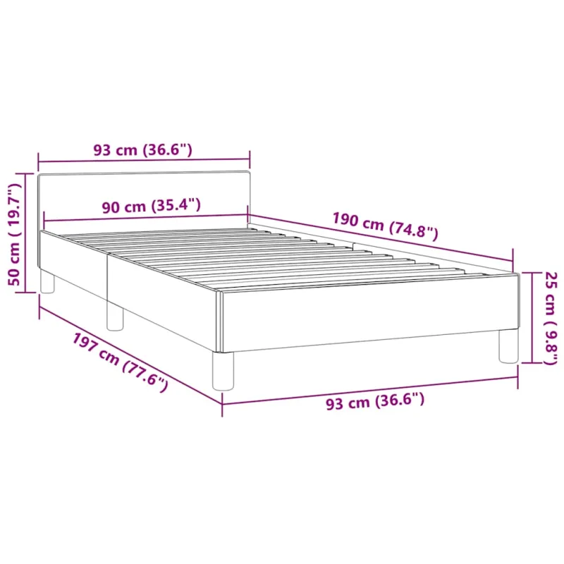 Lovos rėmas be čiužinio tamsiai mėlynas 90x190 cm aksomas