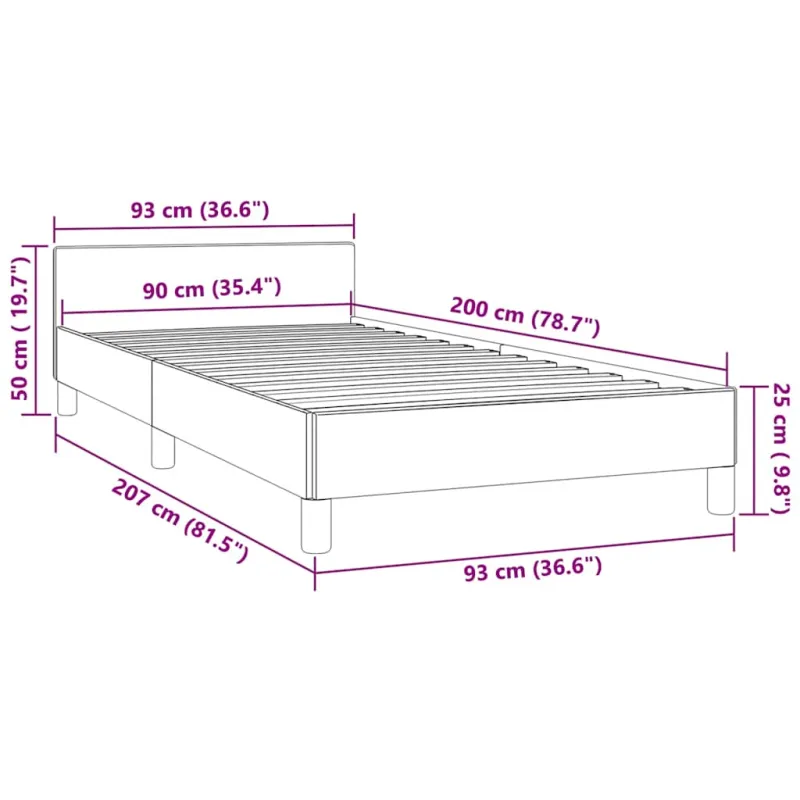 Lovos rėmas su galvūgaliu be čiužinio rožinis 90x200 cm aksomas