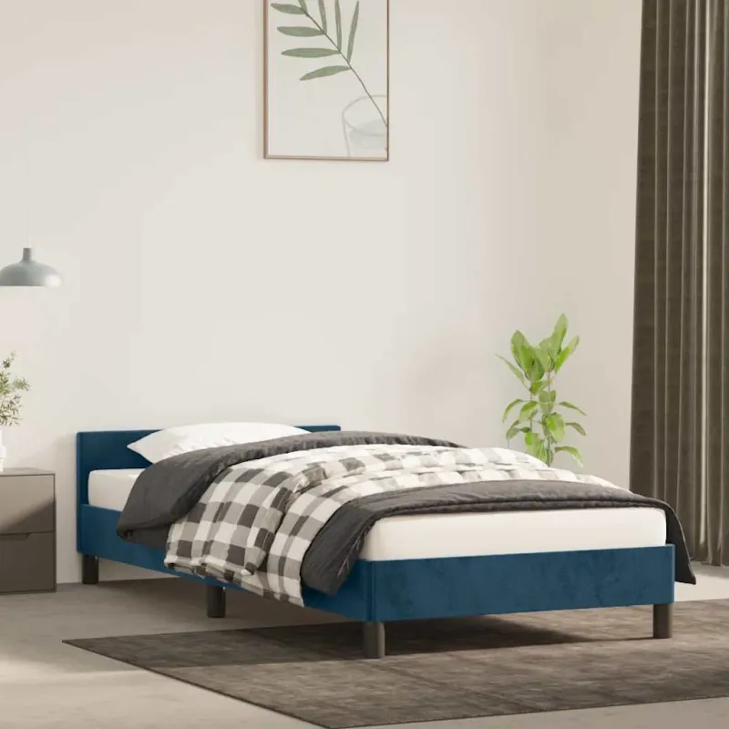 Lovos rėmas be čiužinio tamsiai mėlynas 100x200 cm aksomas
