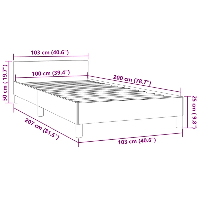 Lovos rėmas be čiužinio tamsiai mėlynas 100x200 cm aksomas