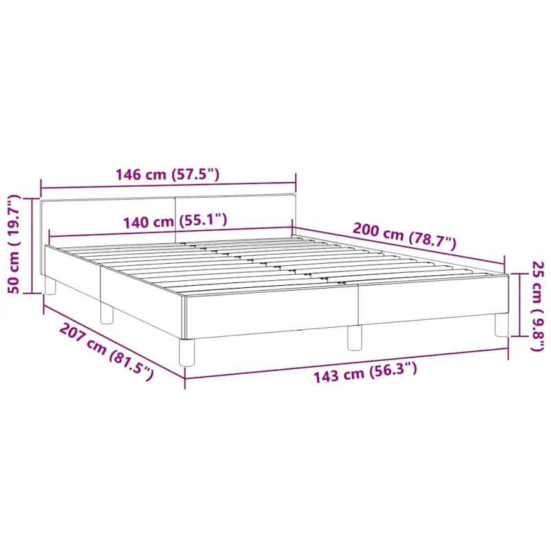 lovos rėmas su galvūgaliu be čiužinio rožinis 140x200cm aksomas