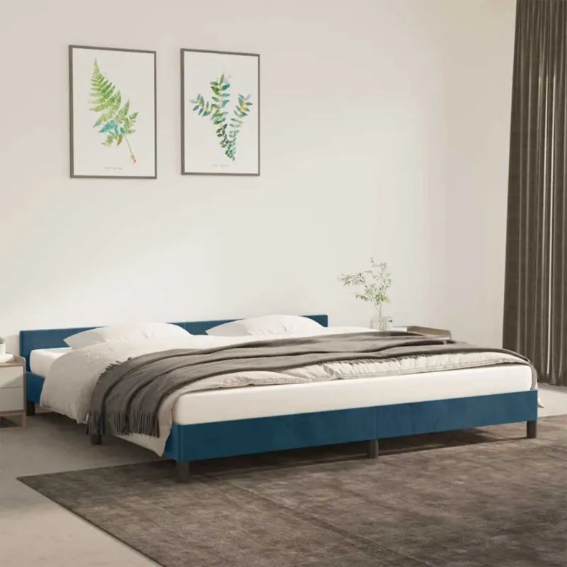 Lovos rėmas be čiužinio tamsiai mėlynas 200x200 cm aksomas