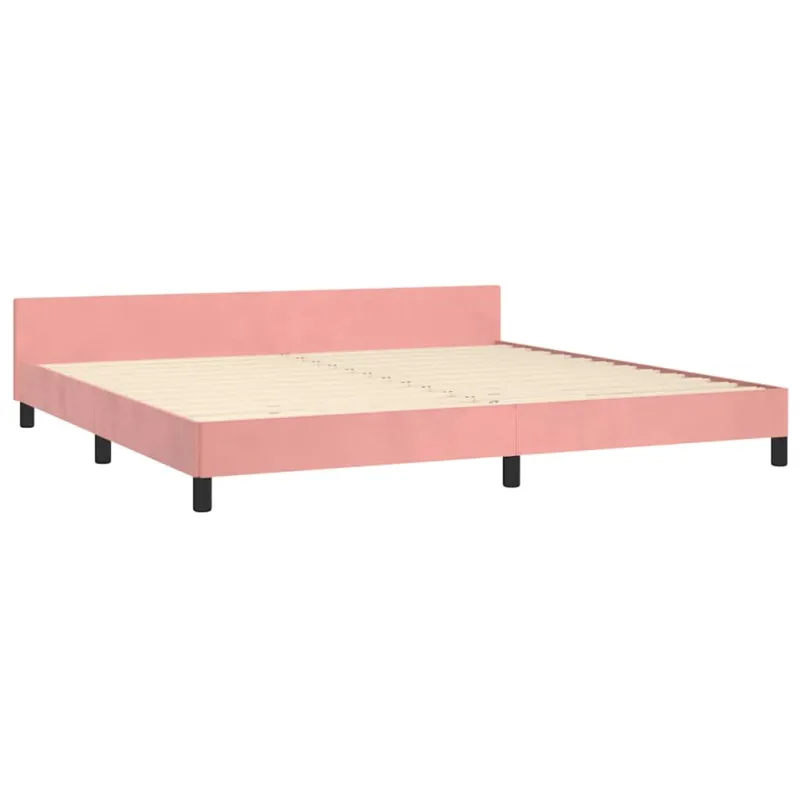 lovos rėmas su galvūgaliu be čiužinio rožinis 200x200cm aksomas