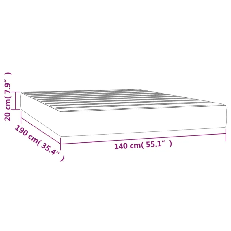 Kišeninių spyruoklių čiužinys, vidutinio kietumo, tamsiai žalias, 140x190x20cm, aksomas