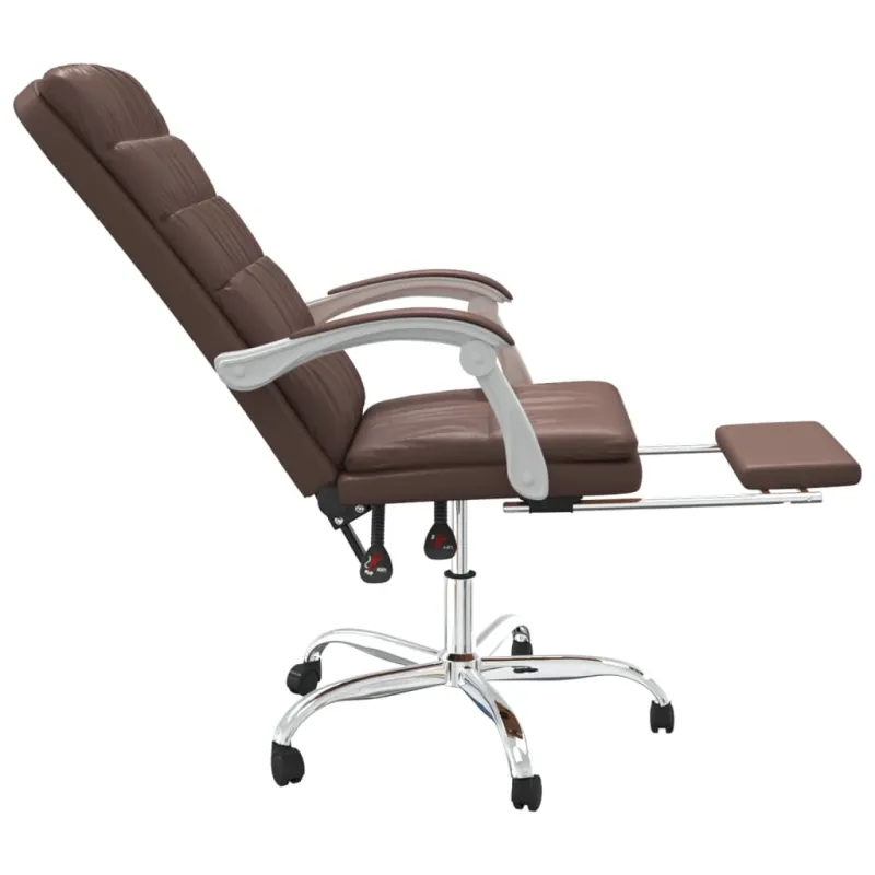Atlošiama biuro kėdė, rudos spalvos, dirbtinė oda