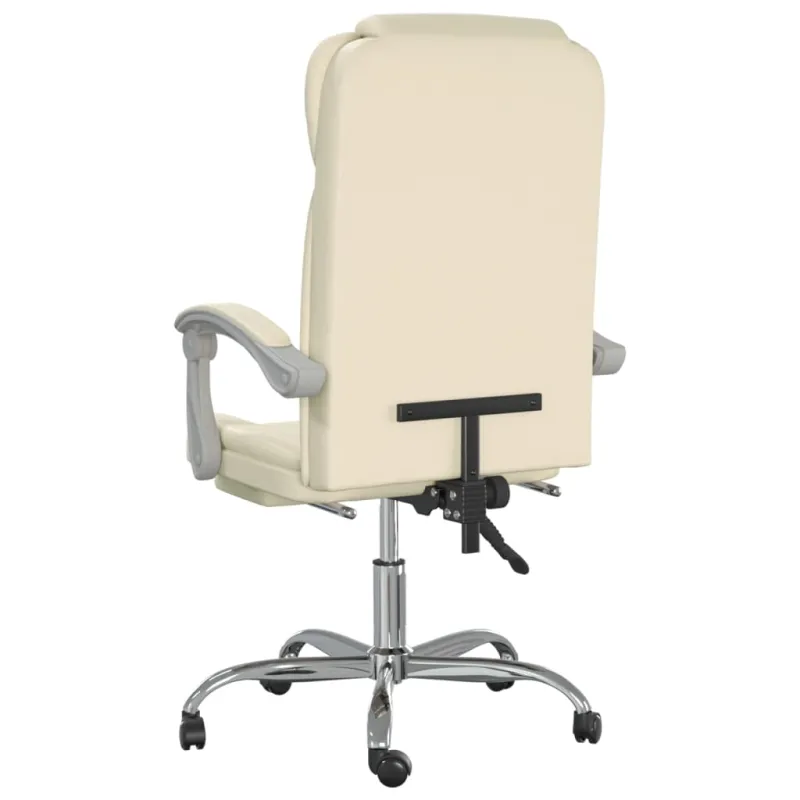 Atlošiama biuro kėdė, kreminės spalvos, dirbtinė oda