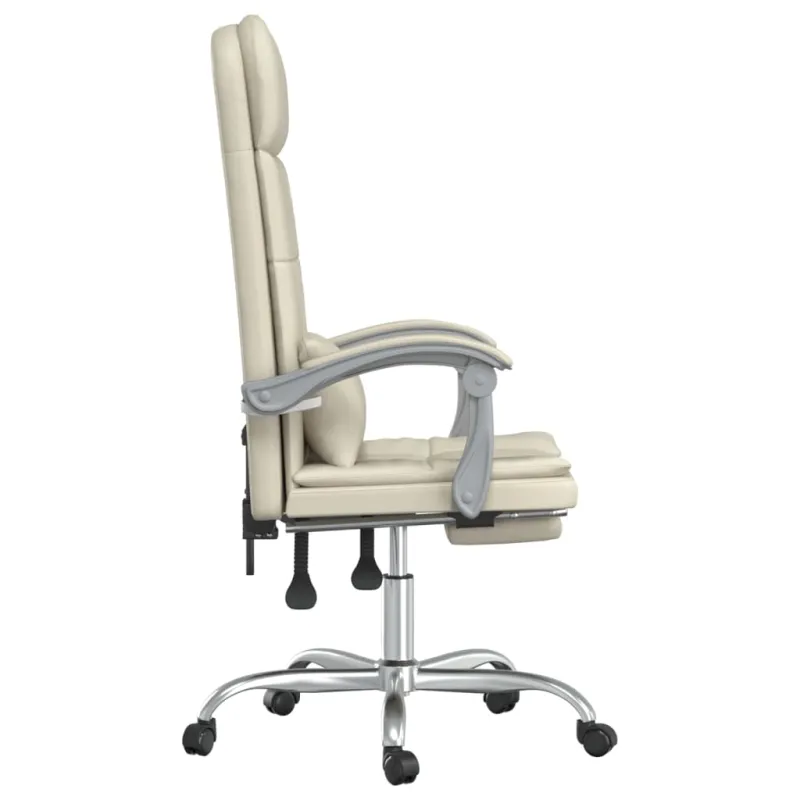 Atlošiama masažinė biuro kėdė, kreminės spalvos, dirbtinė oda